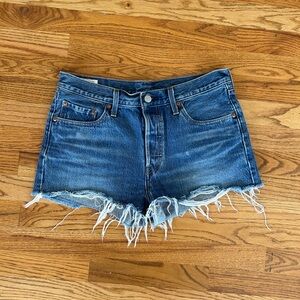 Levi's Blue Jean Shorts Frayed Hem
